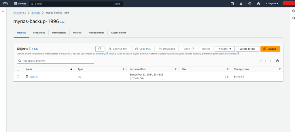 S3 Bucket after Backup