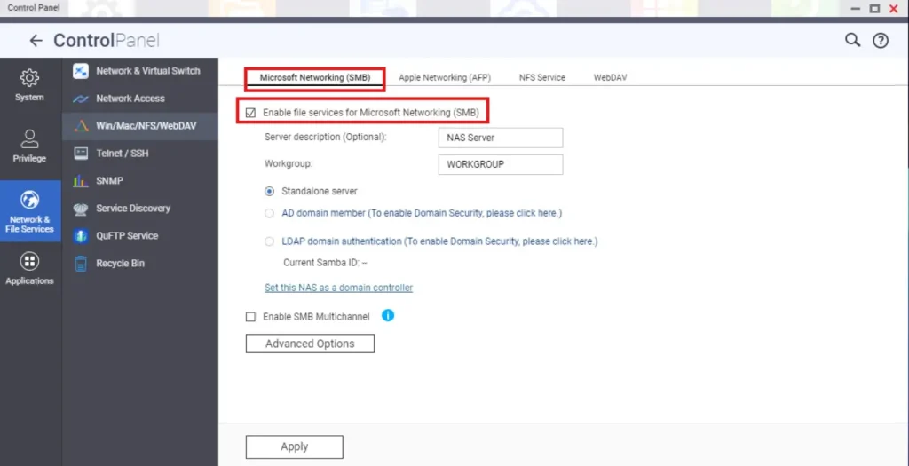 NAS File Sharing - SMB