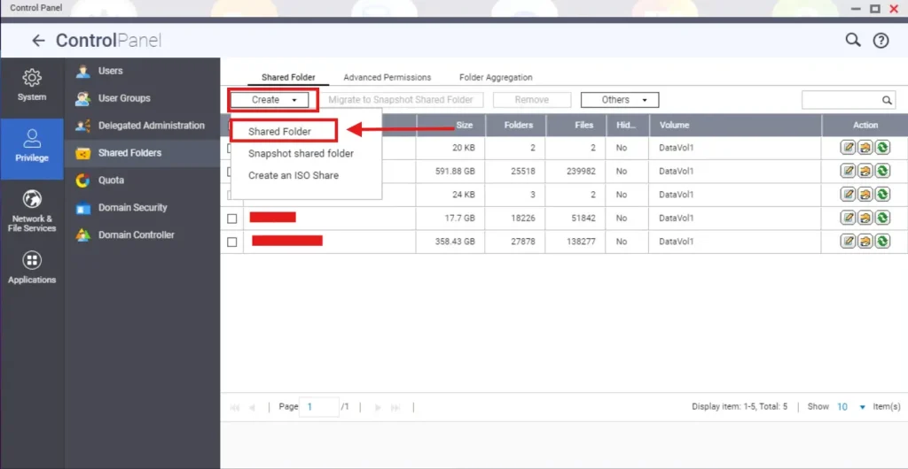 File Sharing - Create Folder