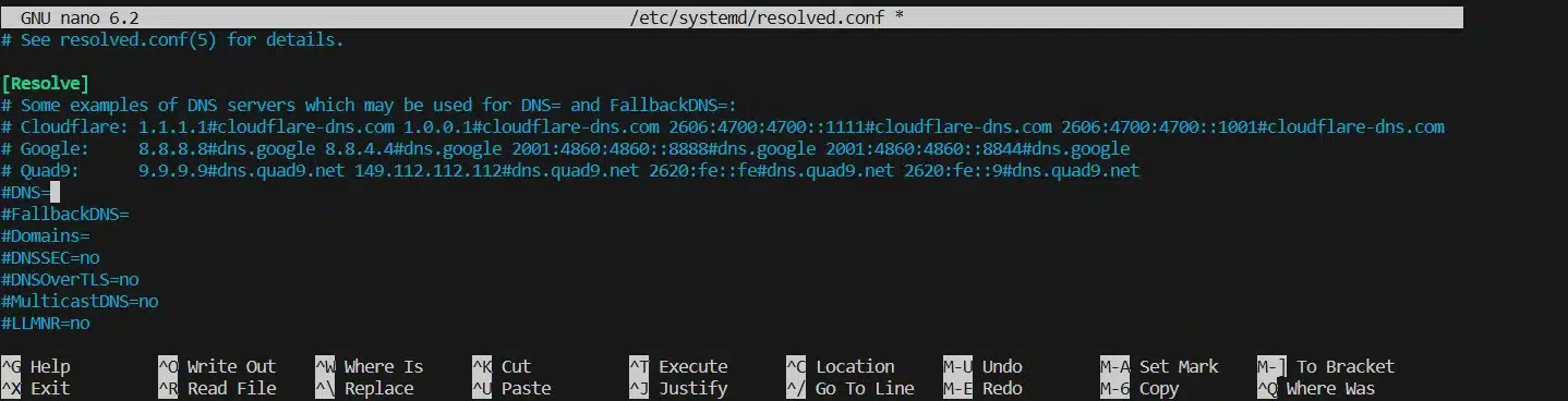 edit resolved.conf file
