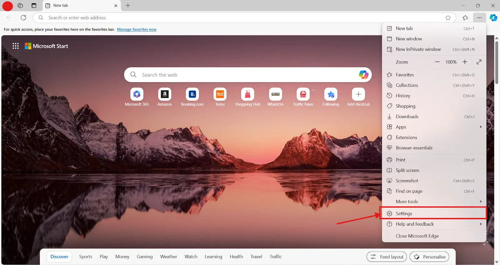 Open Edge Settings