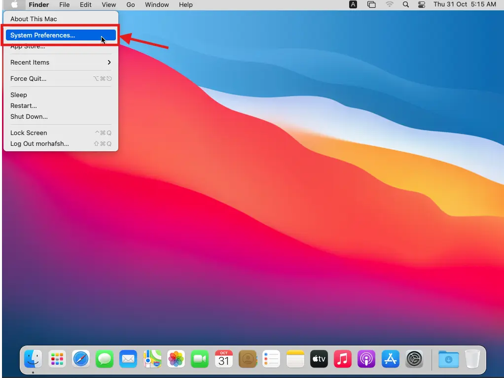 open system preferences on MacOS