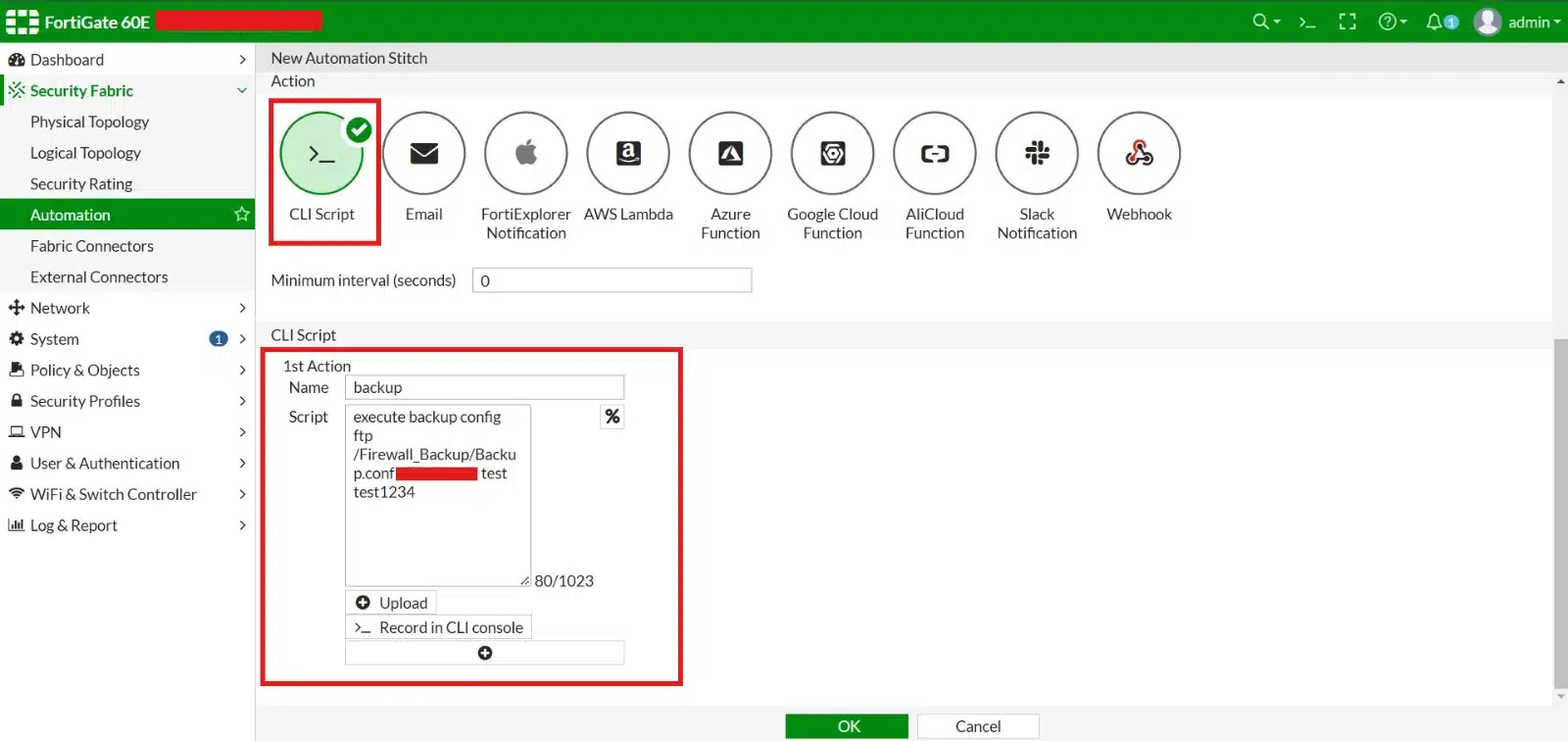 Fortigate Firewall Backup Action