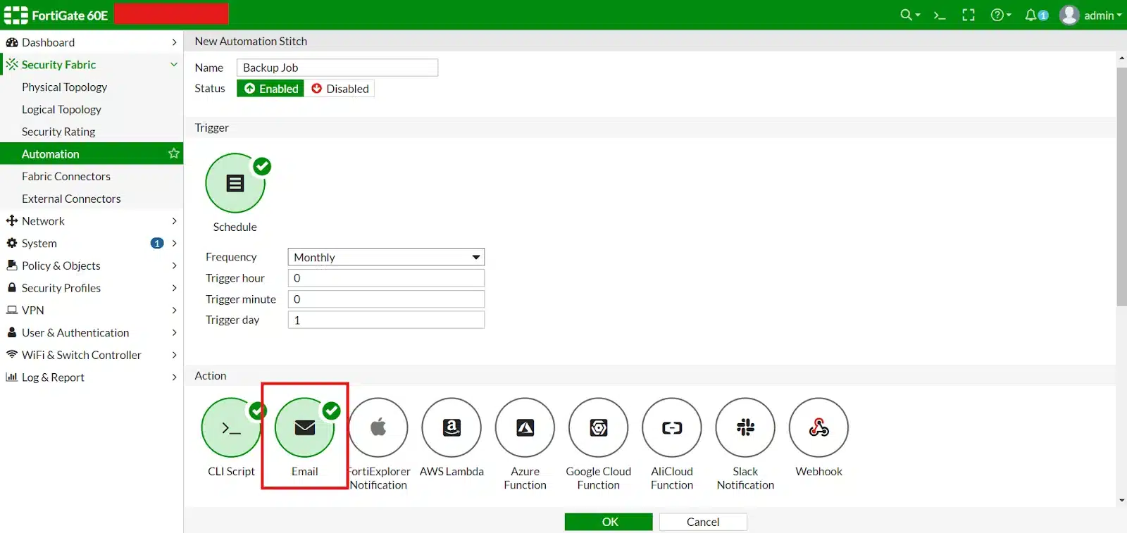 Fortigate Firewall Backup Email Notification