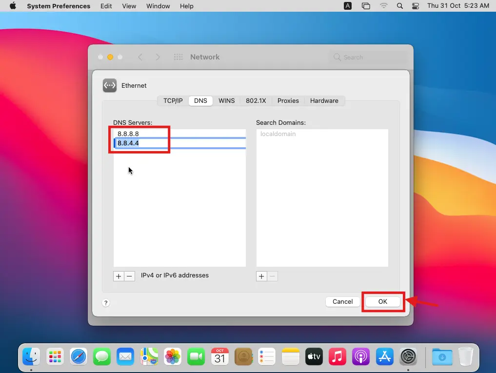 change DNS Servers on MacOS