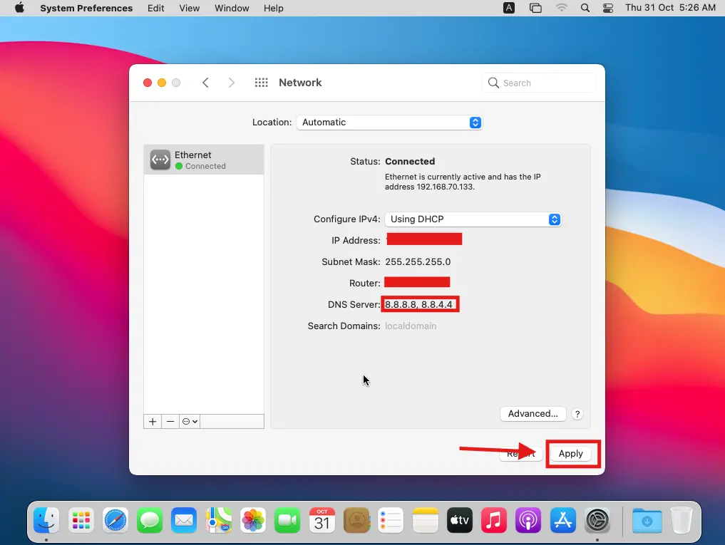 Apply DNS Settings on MacOS