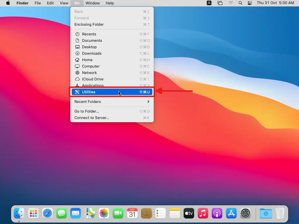 open Utilities on MacOS