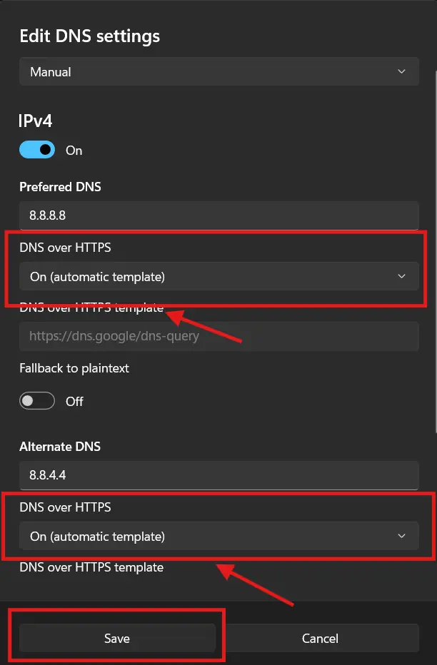 Enable DNS over HTTPS on Windows