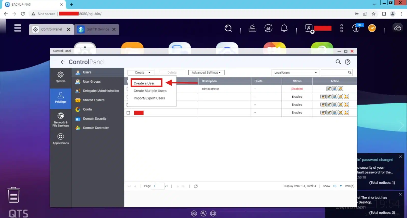 create FTP User