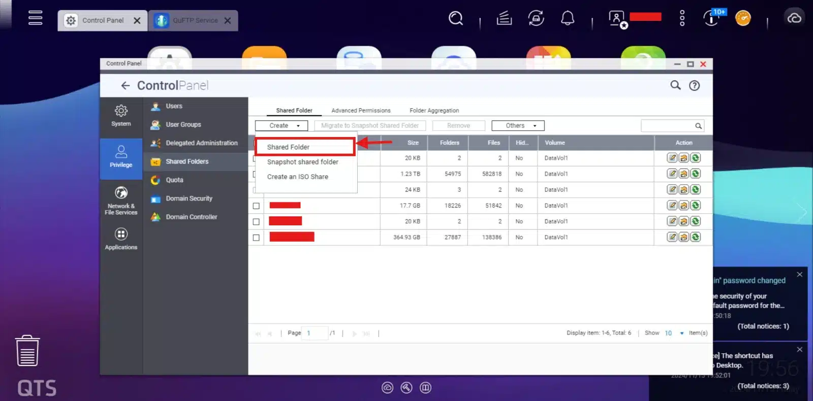 Create Backup Folder on NAS