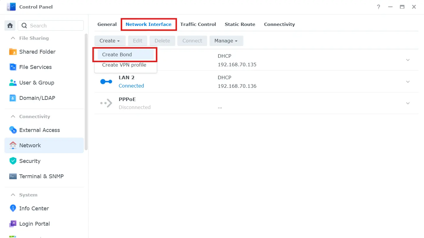 Synology Create Bond