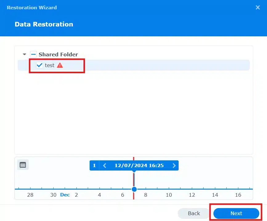 choose file to restore
