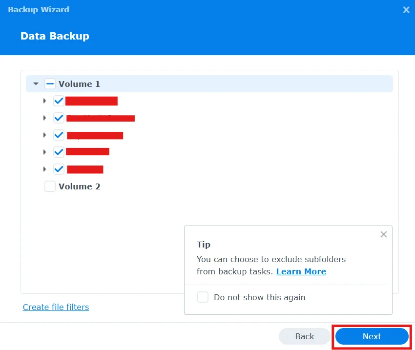 Choose Folders to Backup