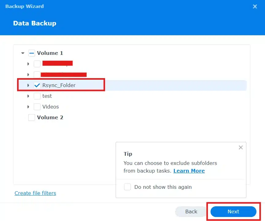rsync backup folders